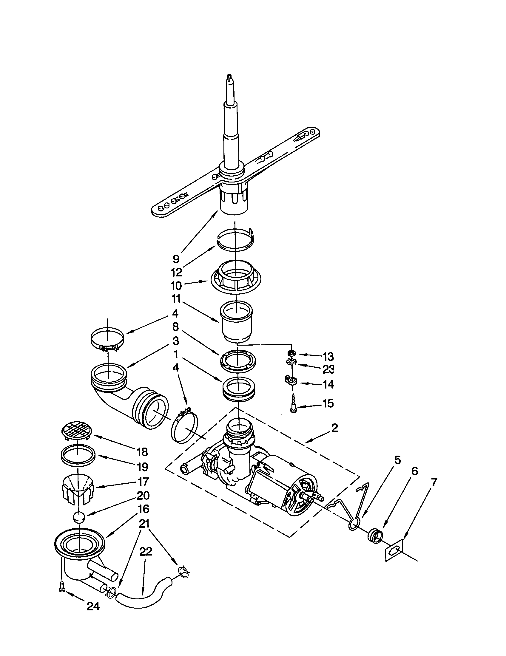 Pump and spray arm
