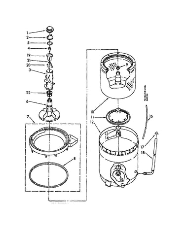 Agitator, basket and tub