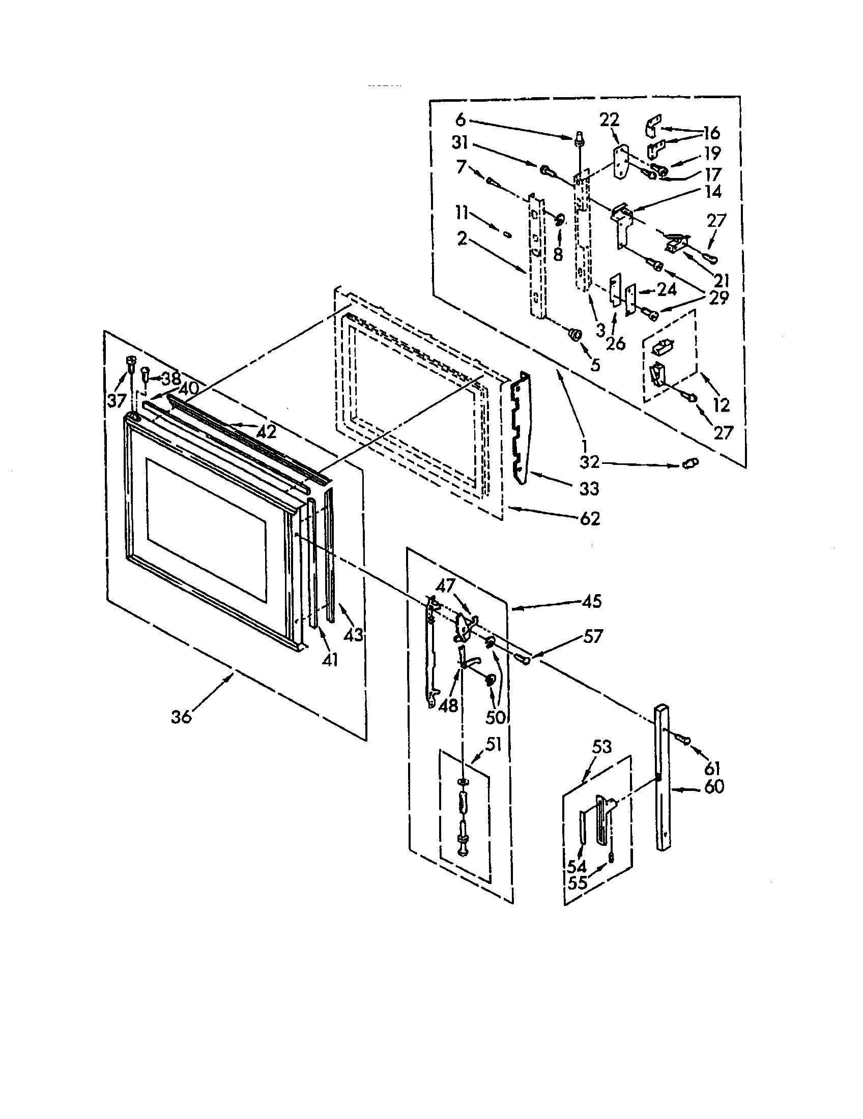 Microwave door and latch components