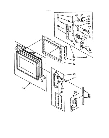 Microwave door and latch components