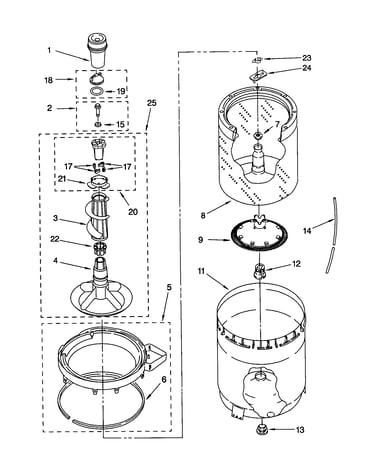 Agitator, basket and tub