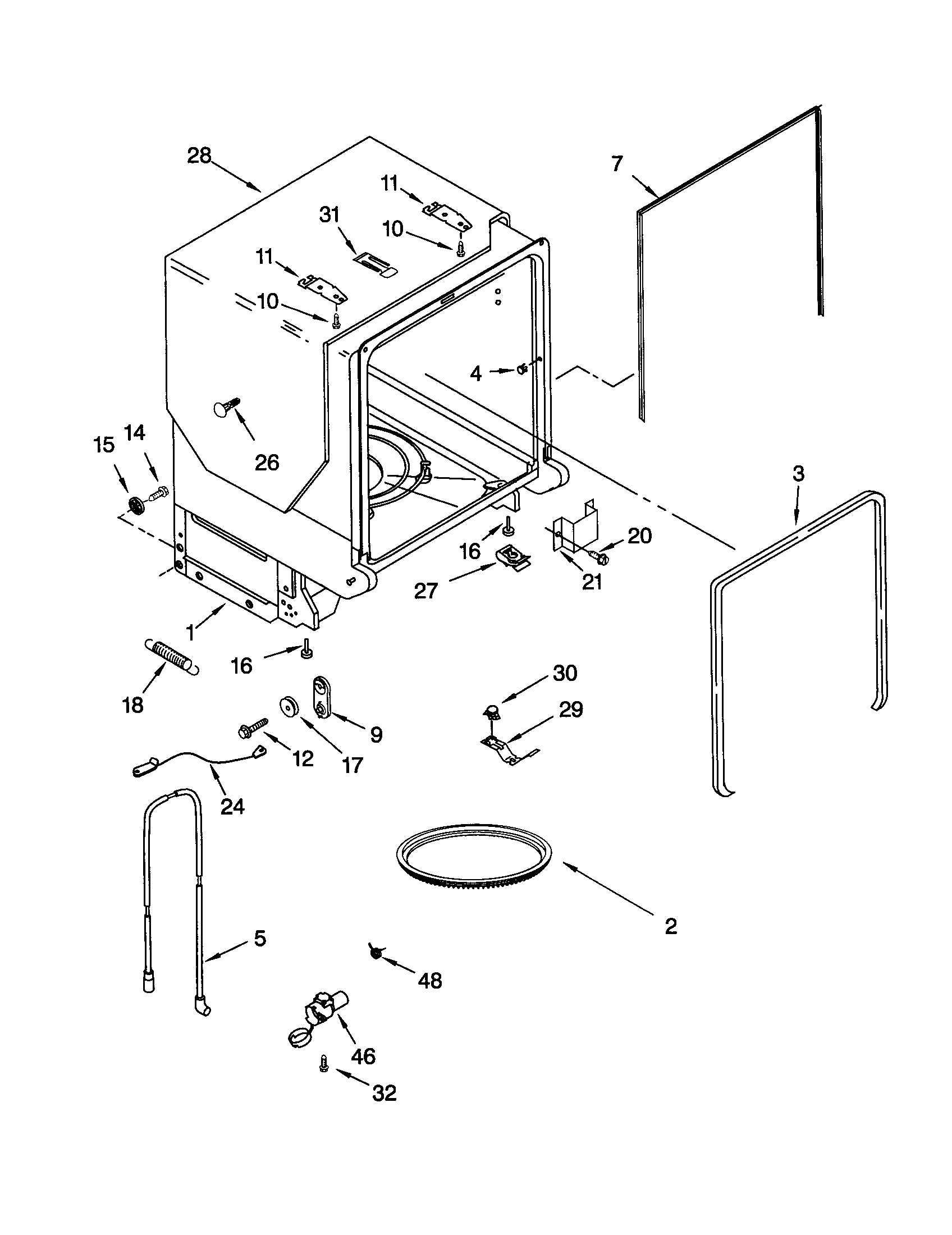 Tub and frame