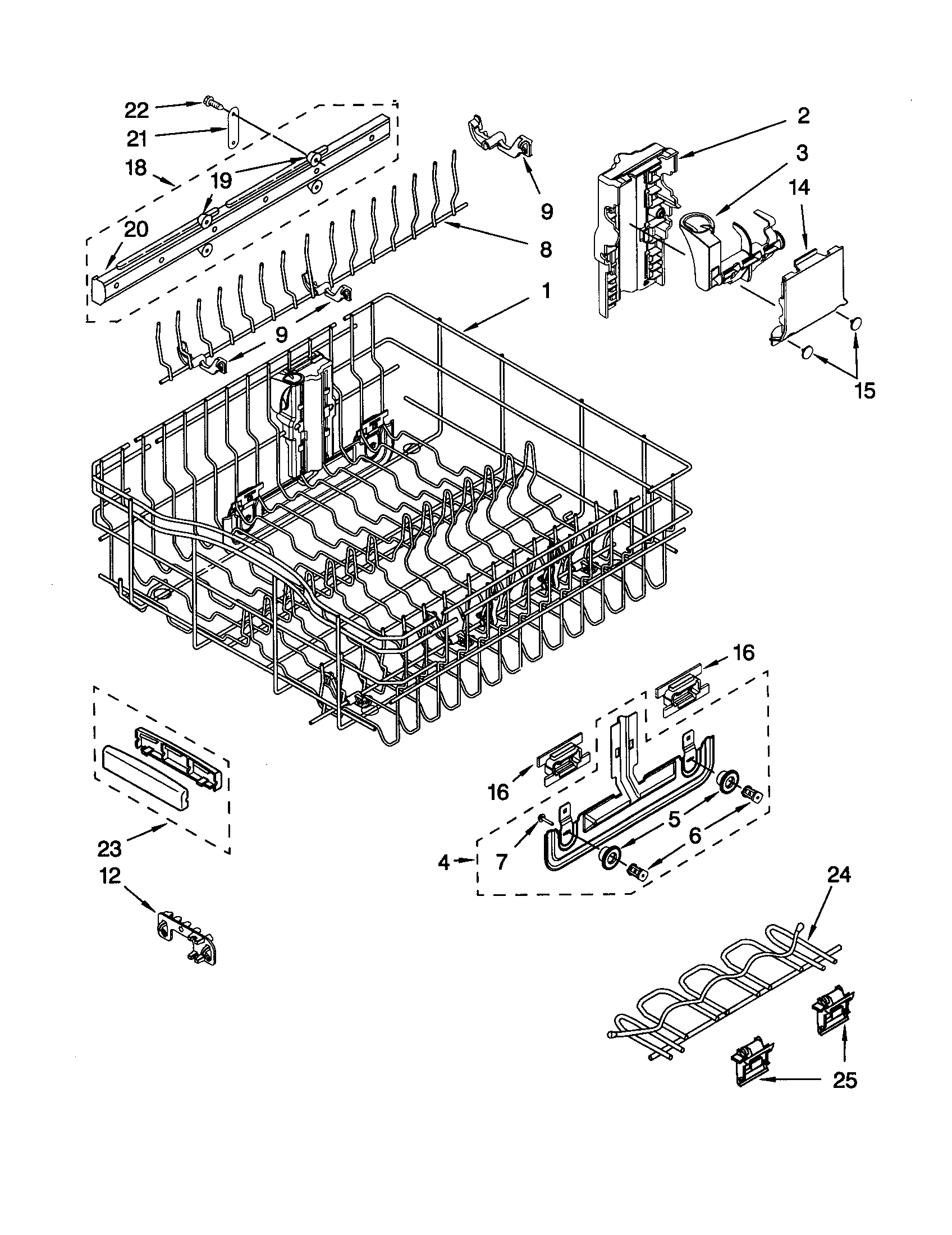 Upper rack and track