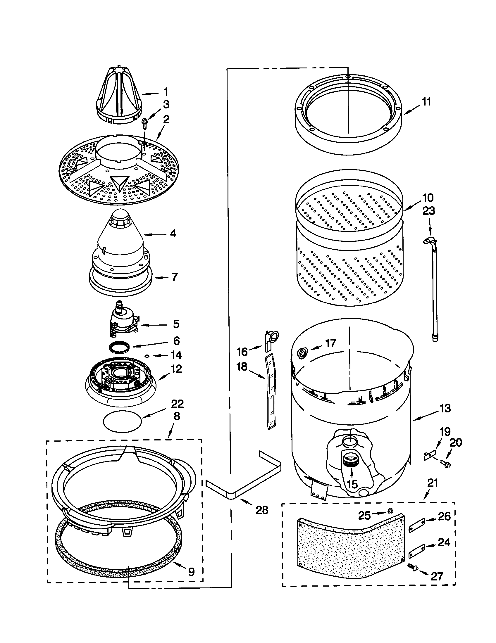 WASHPLATE, BASKET, AND TUBE