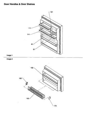 Handles and door shelves