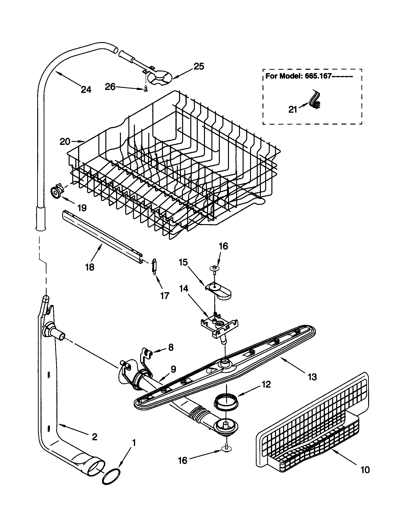 UPPER DISHRACK AND WATER FEED