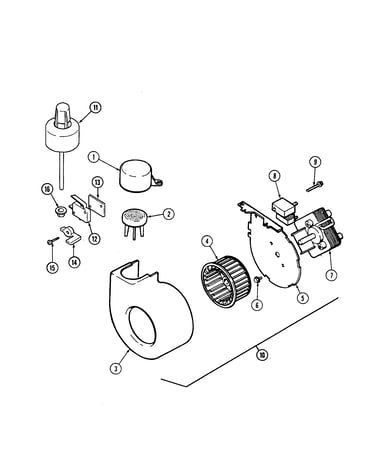 Blower, float and water level switch