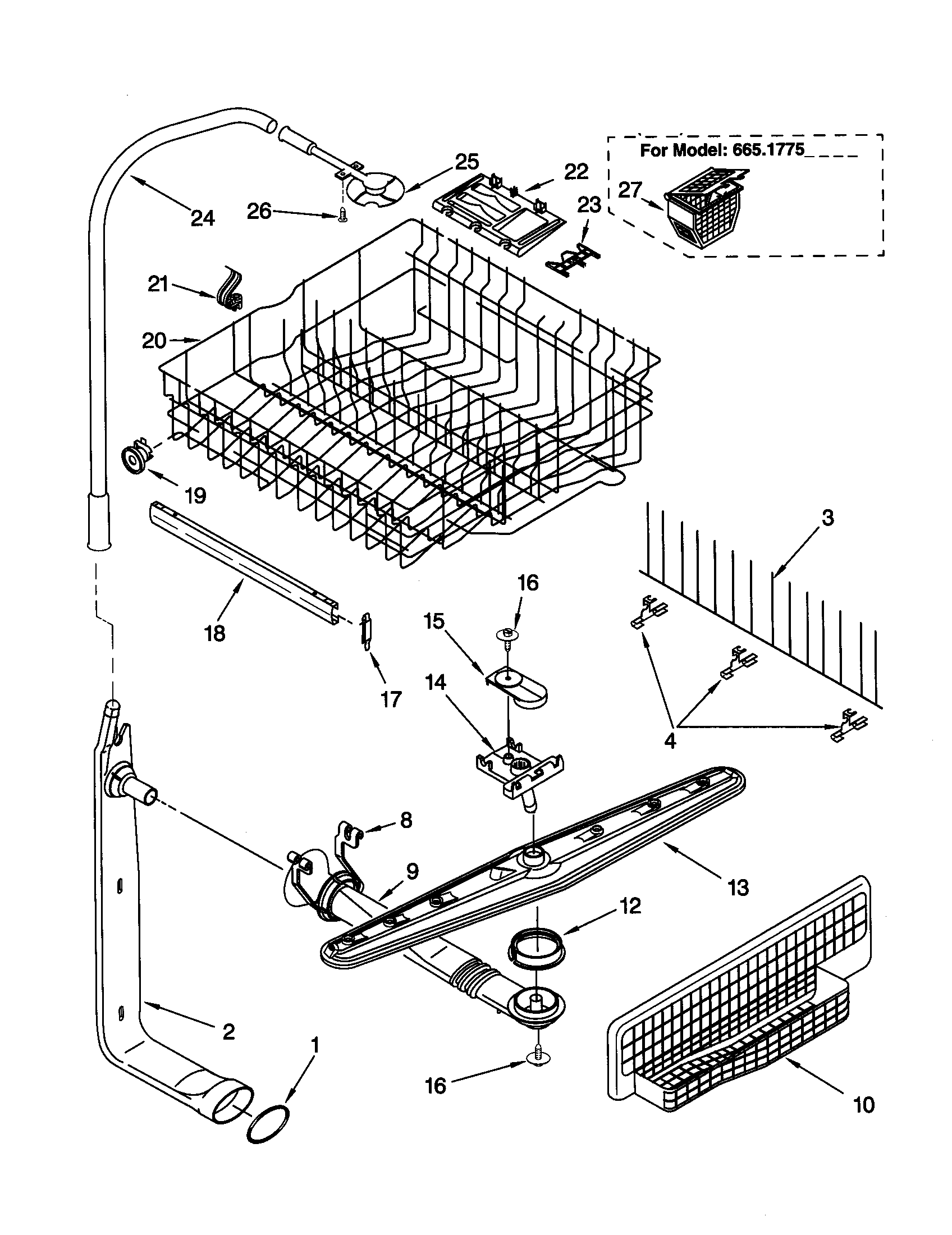 UPPER DISHRACK AND WATER FEED