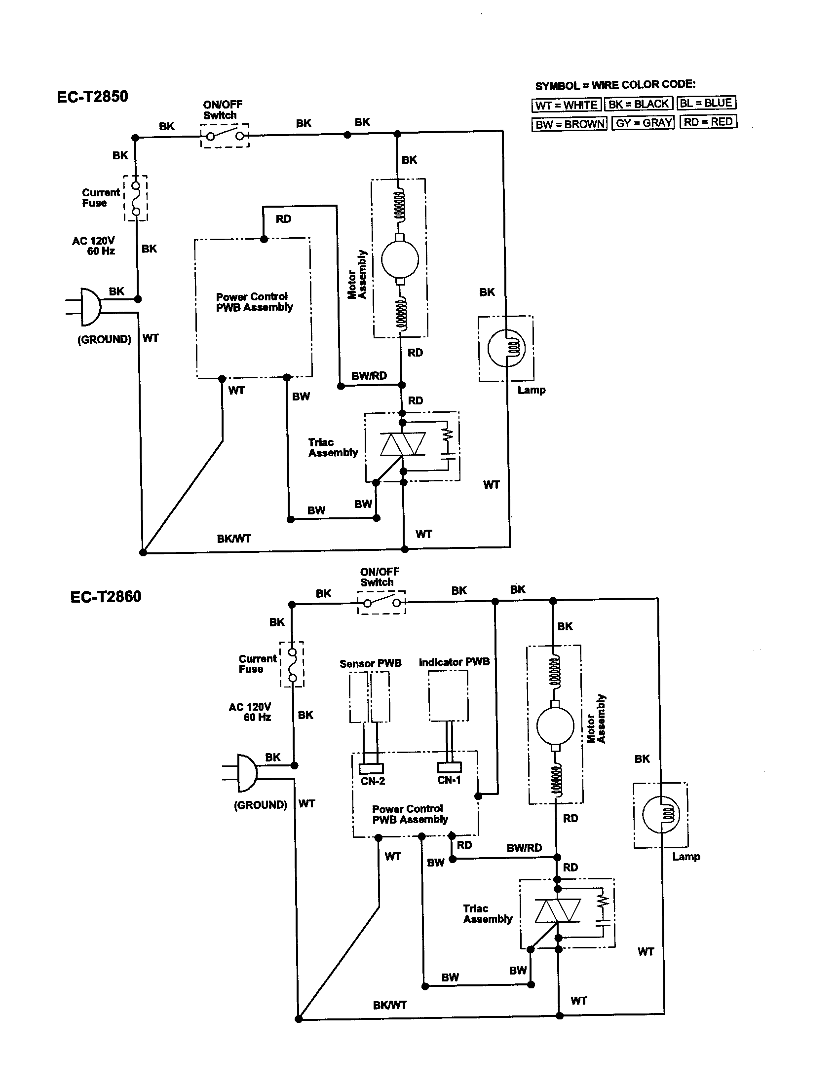 Wiring diagram (ec-t2850/ec-t2860)