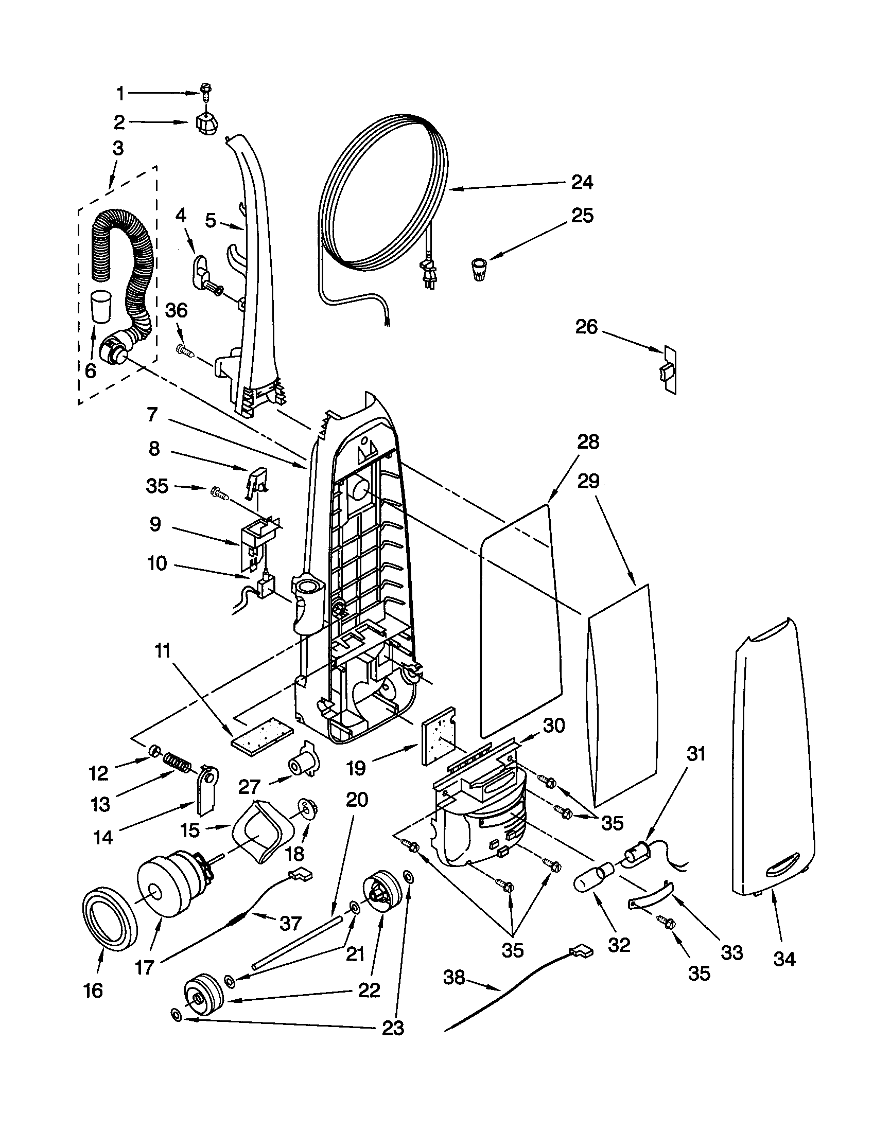 DUST COMPARTMENT AND MOTOR