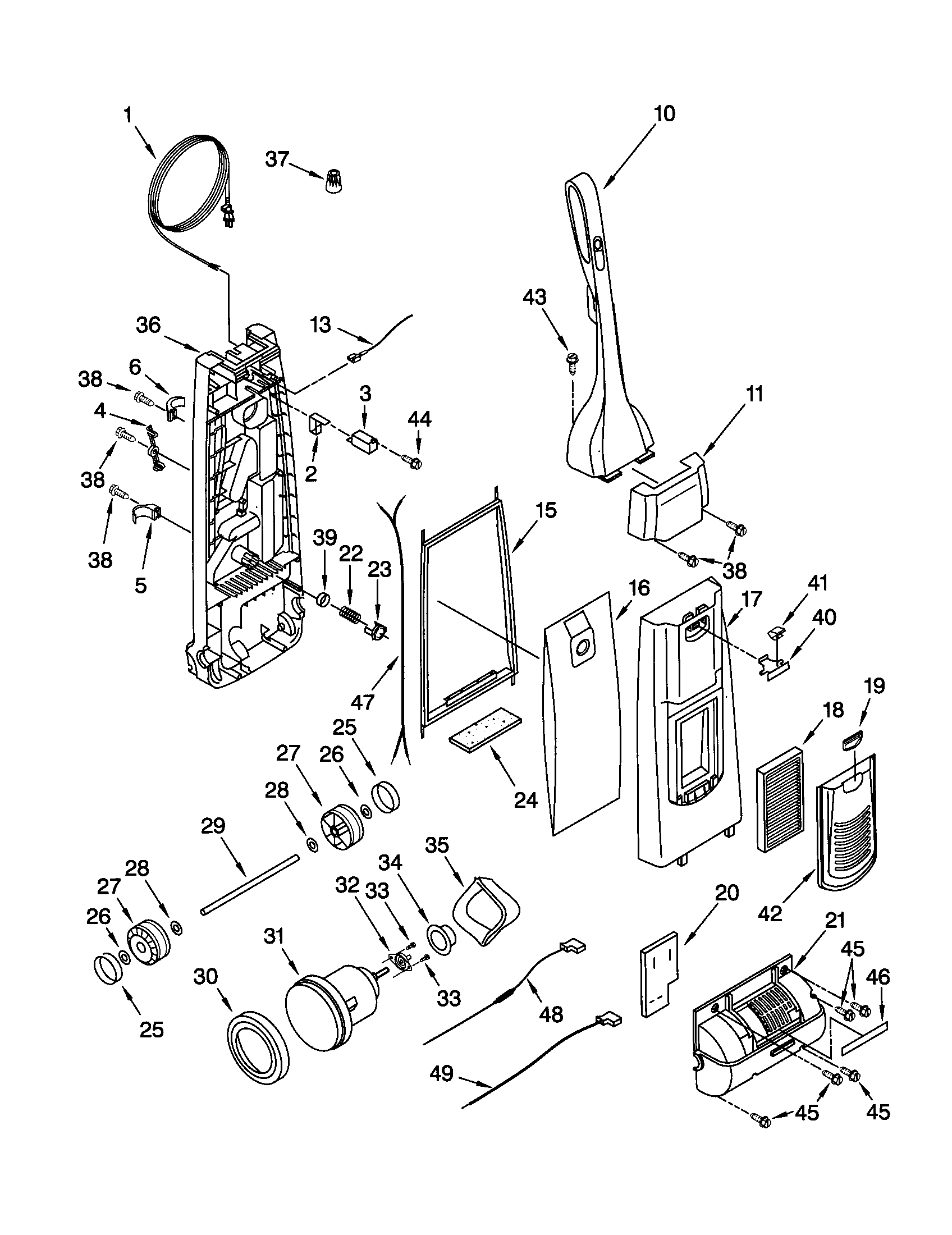 Dust compartment and motor