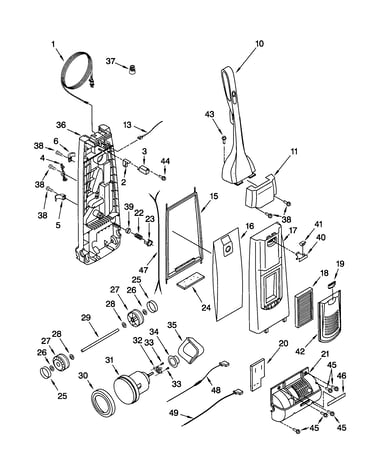 Dust compartment and motor