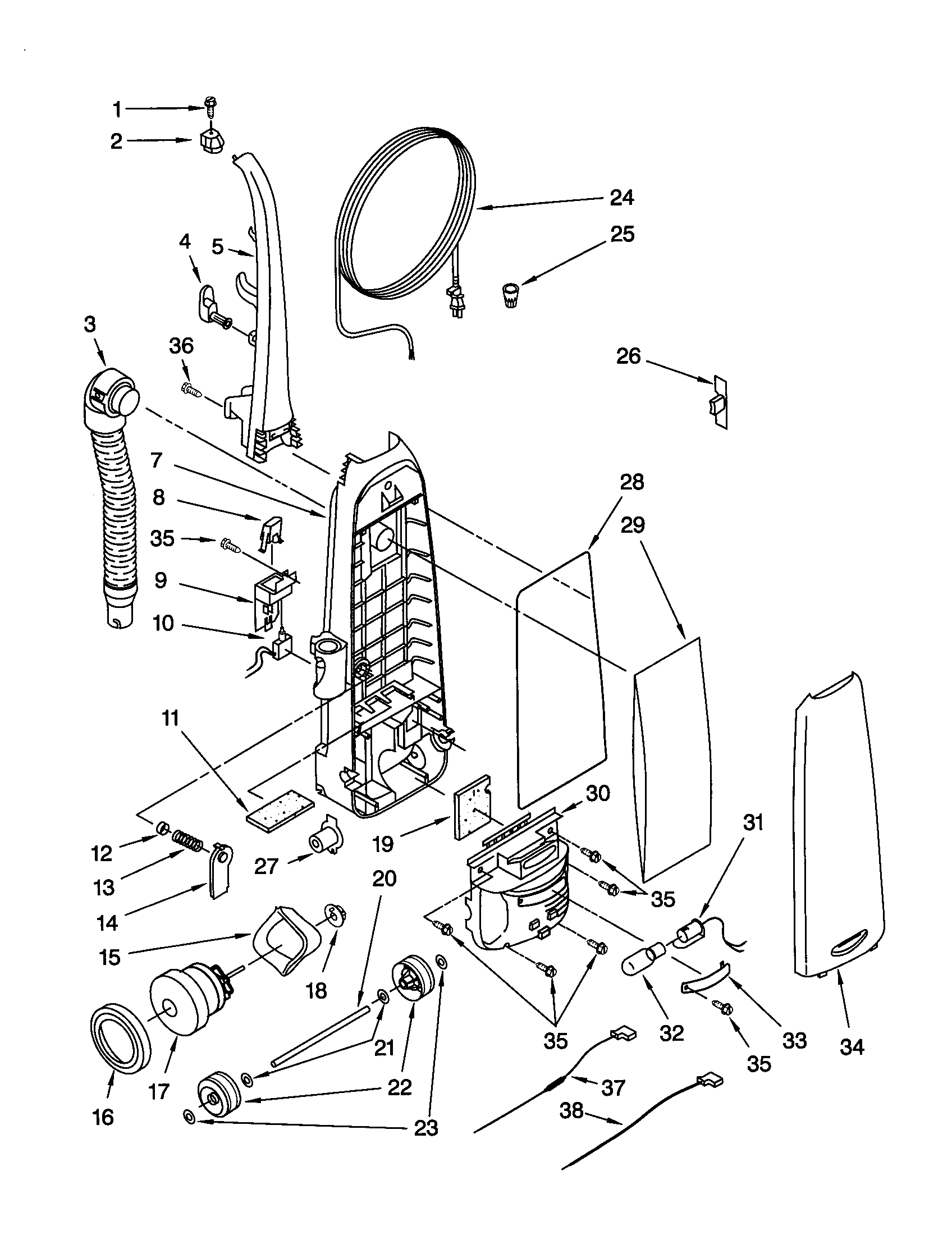 DUST COMPARTMENT AND MOTOR