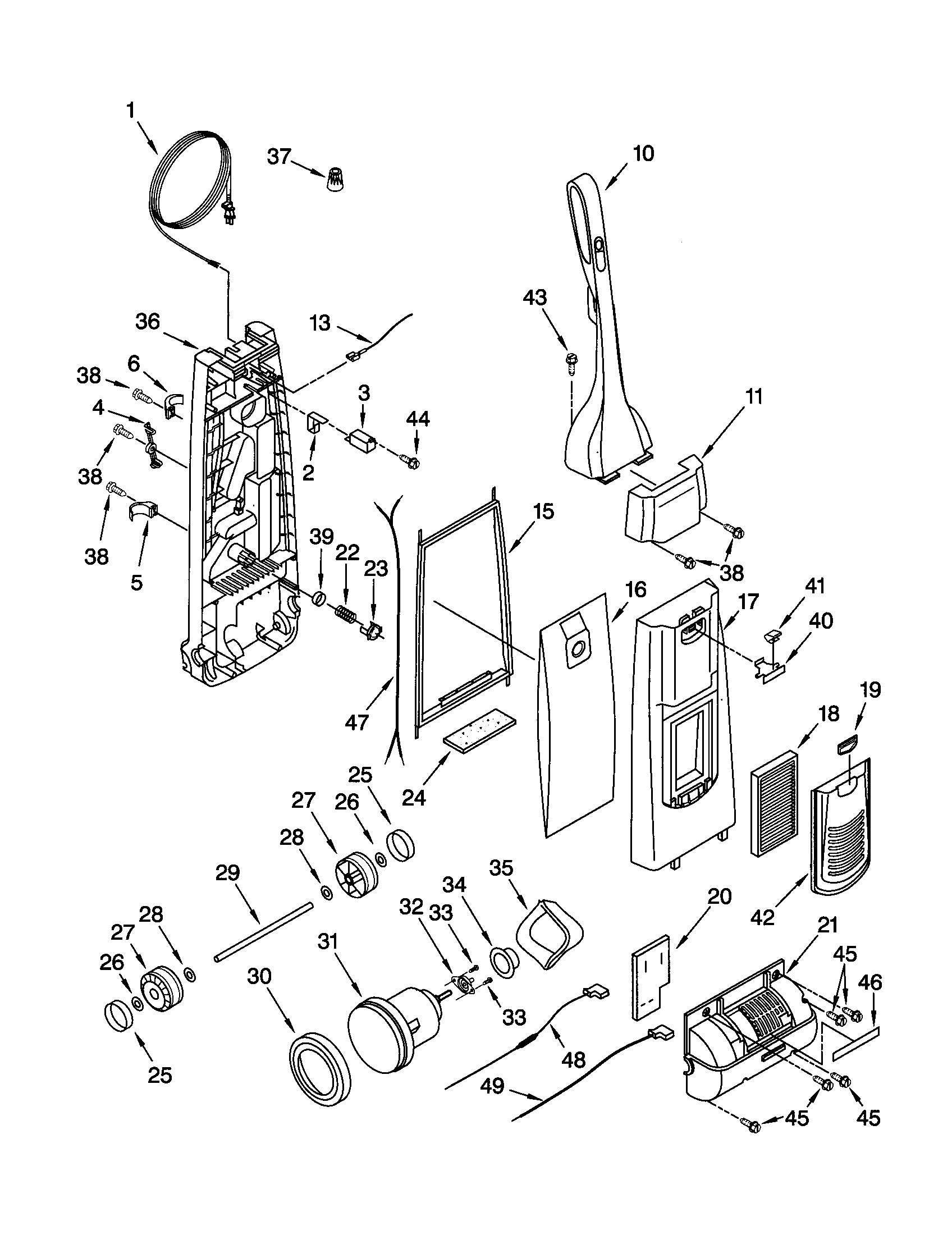 Dust compartment and motor