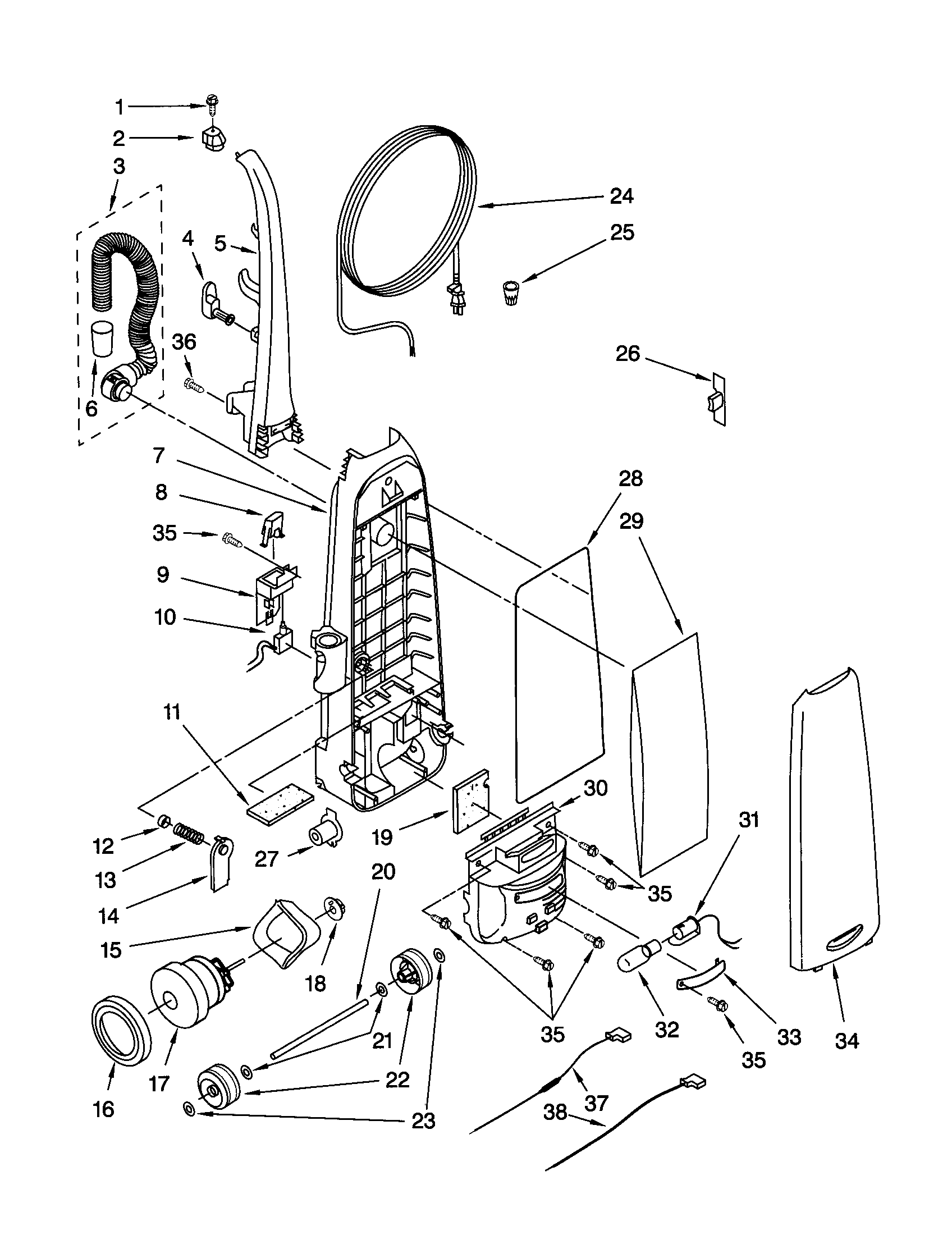 DUST COMPARTMENT AND MOTOR