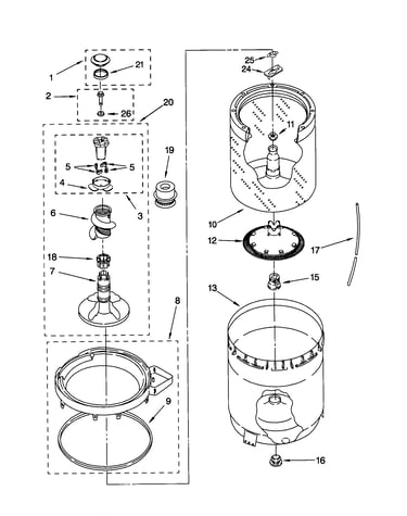 Agitator, basket and tub