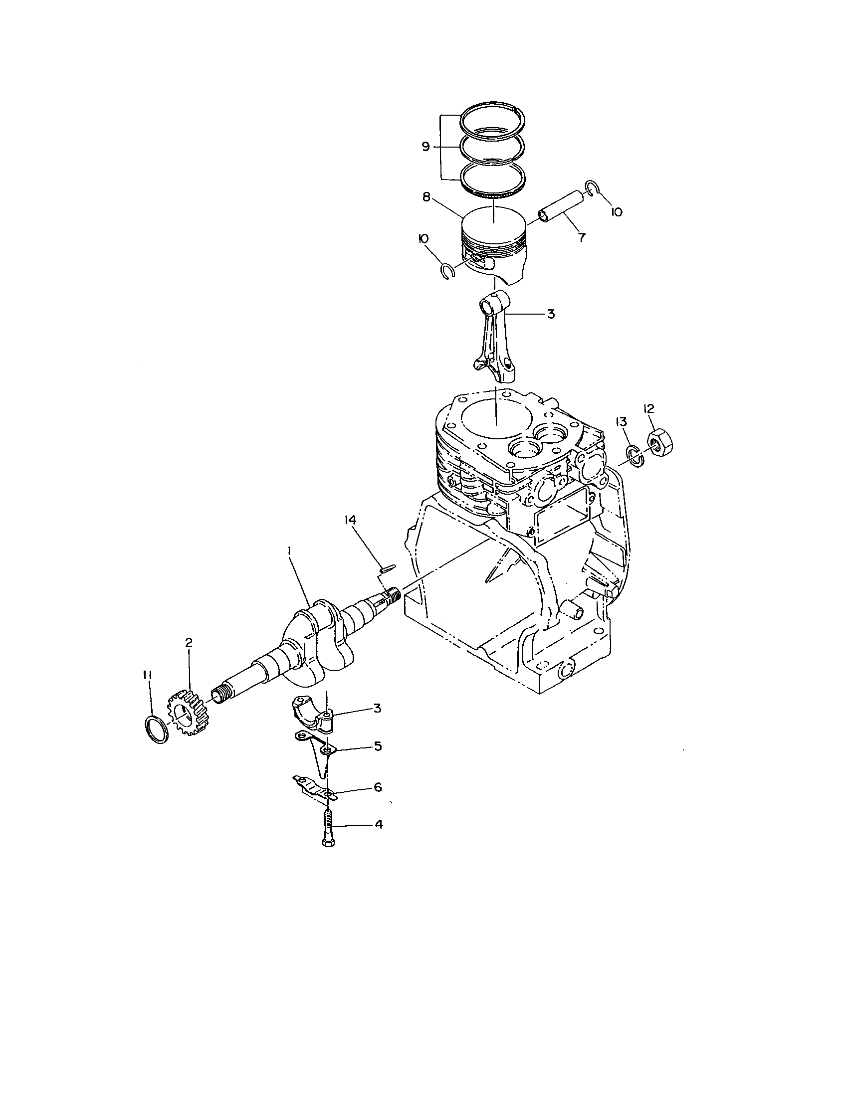 Crankshaft and piston