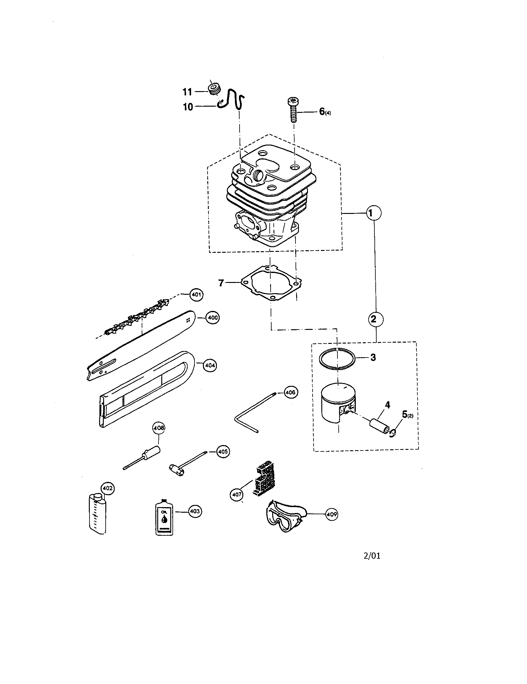 Cylinder, piston and accessories
