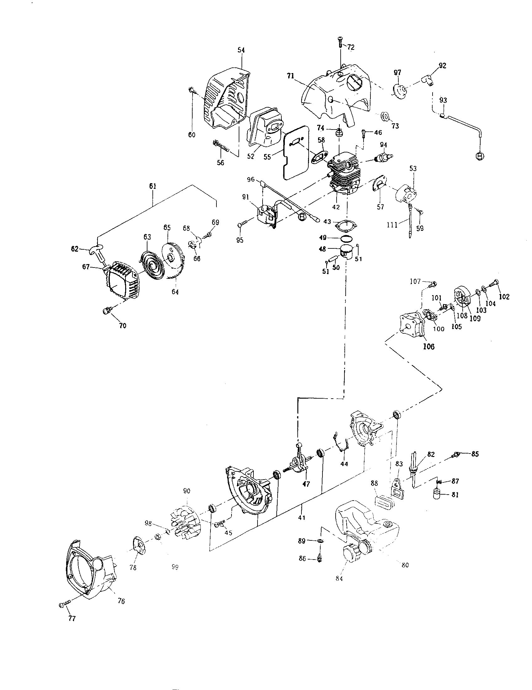 Crankcase/rewind starter