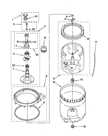 Agitator, basket and tub