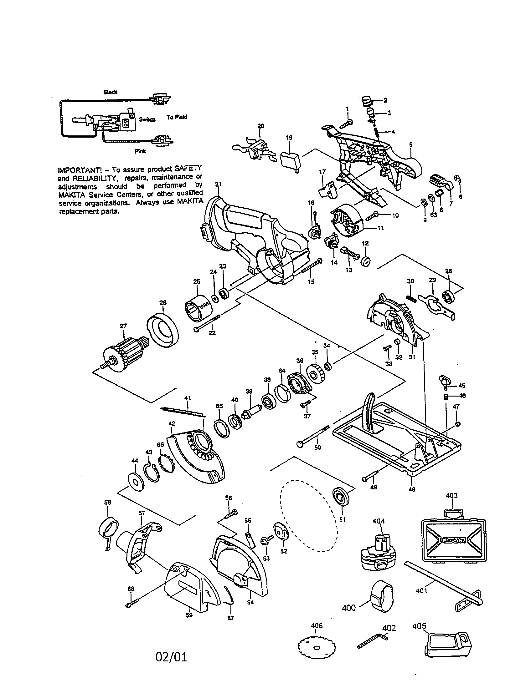6 1/4"(160mm) cordless circular saw