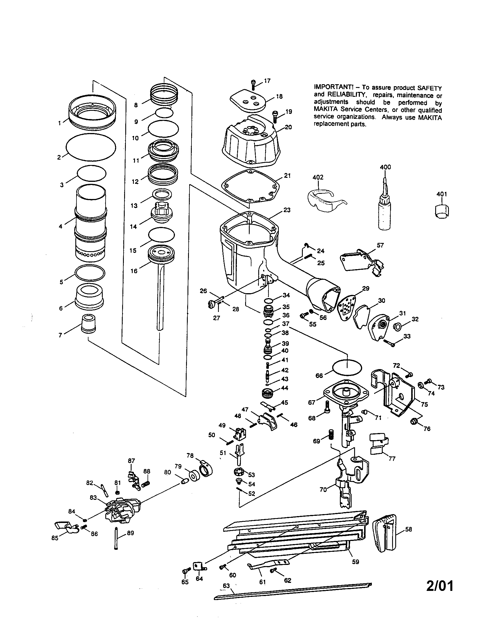 Pneumatic framing nailer