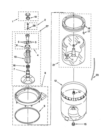 Agitator, basket and tub