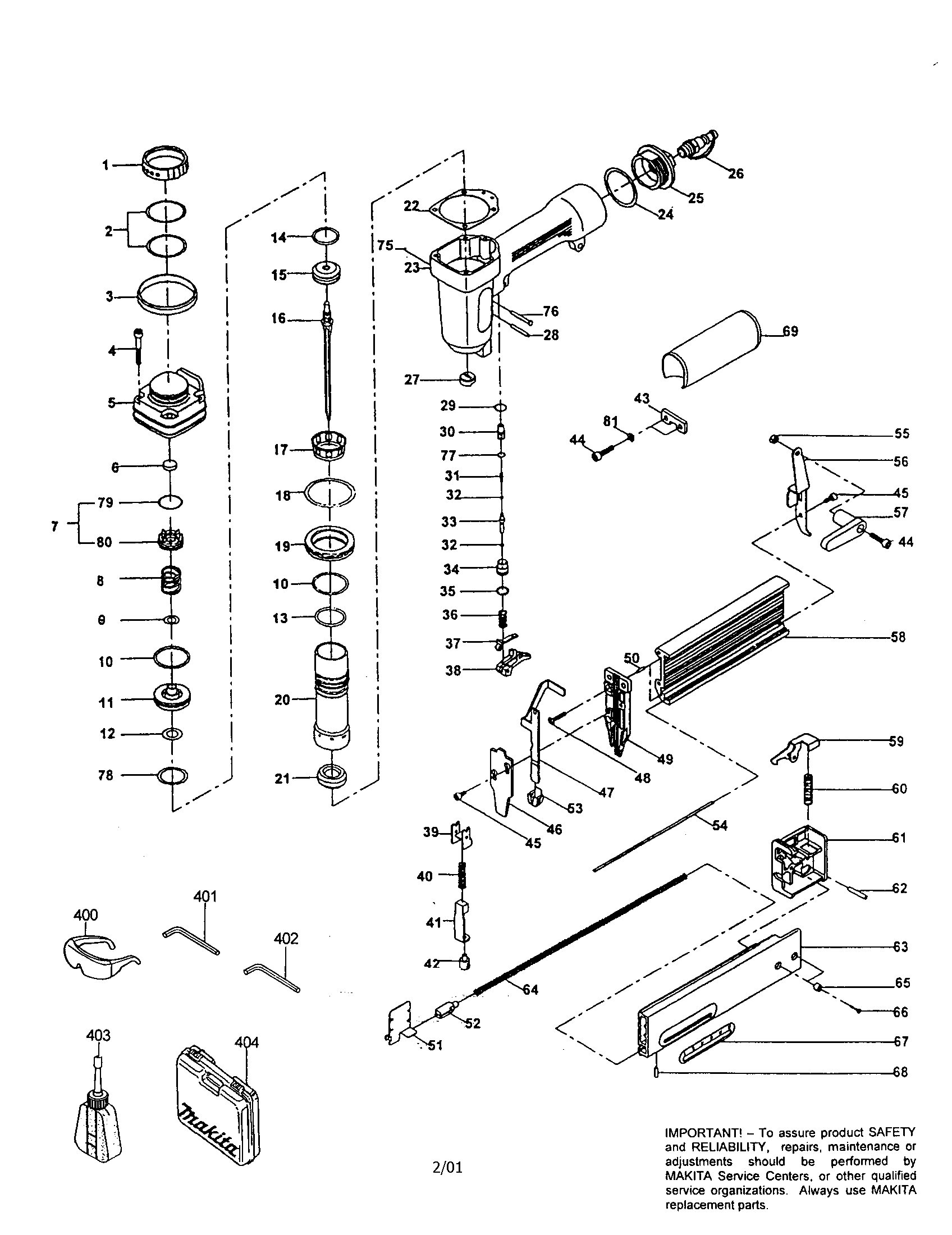Pneumatic brad nailer, 18 gauge