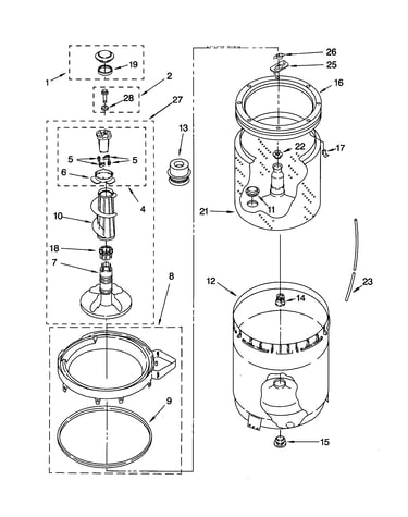 Agitator, basket and tub