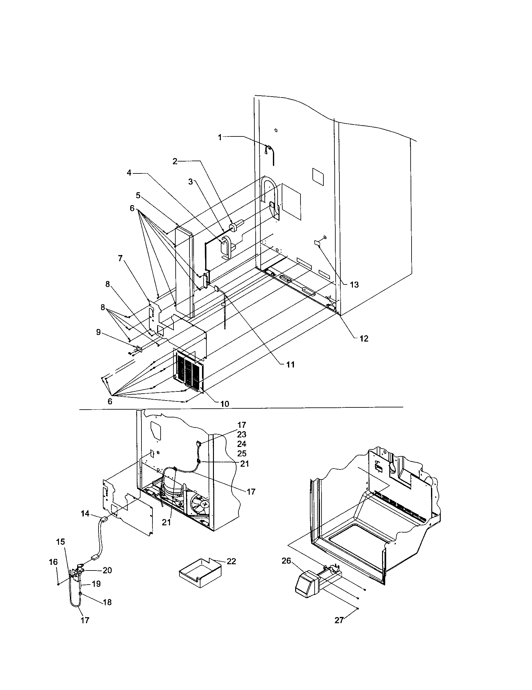 Cabinet back/water valve