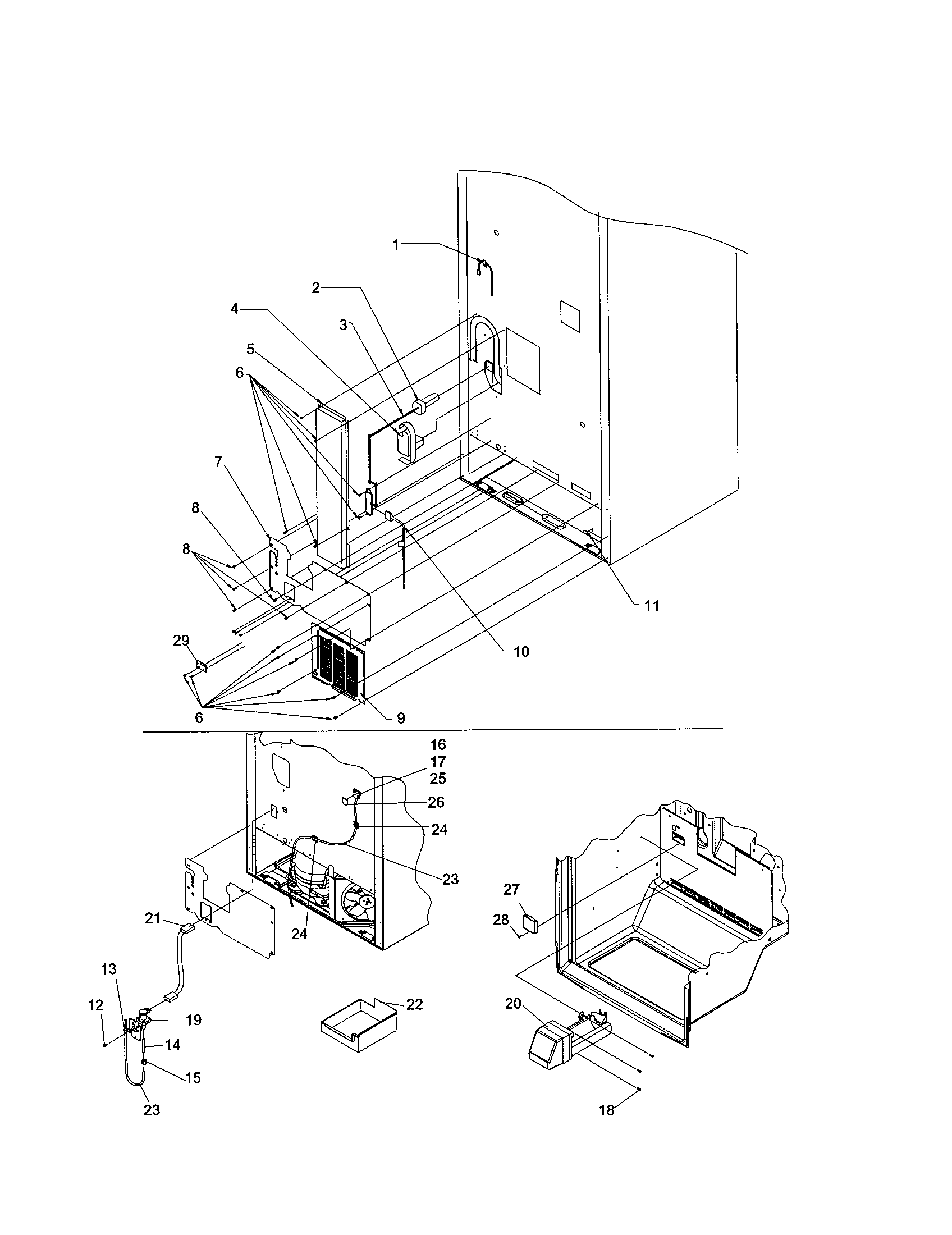 Cabinet back/water valve