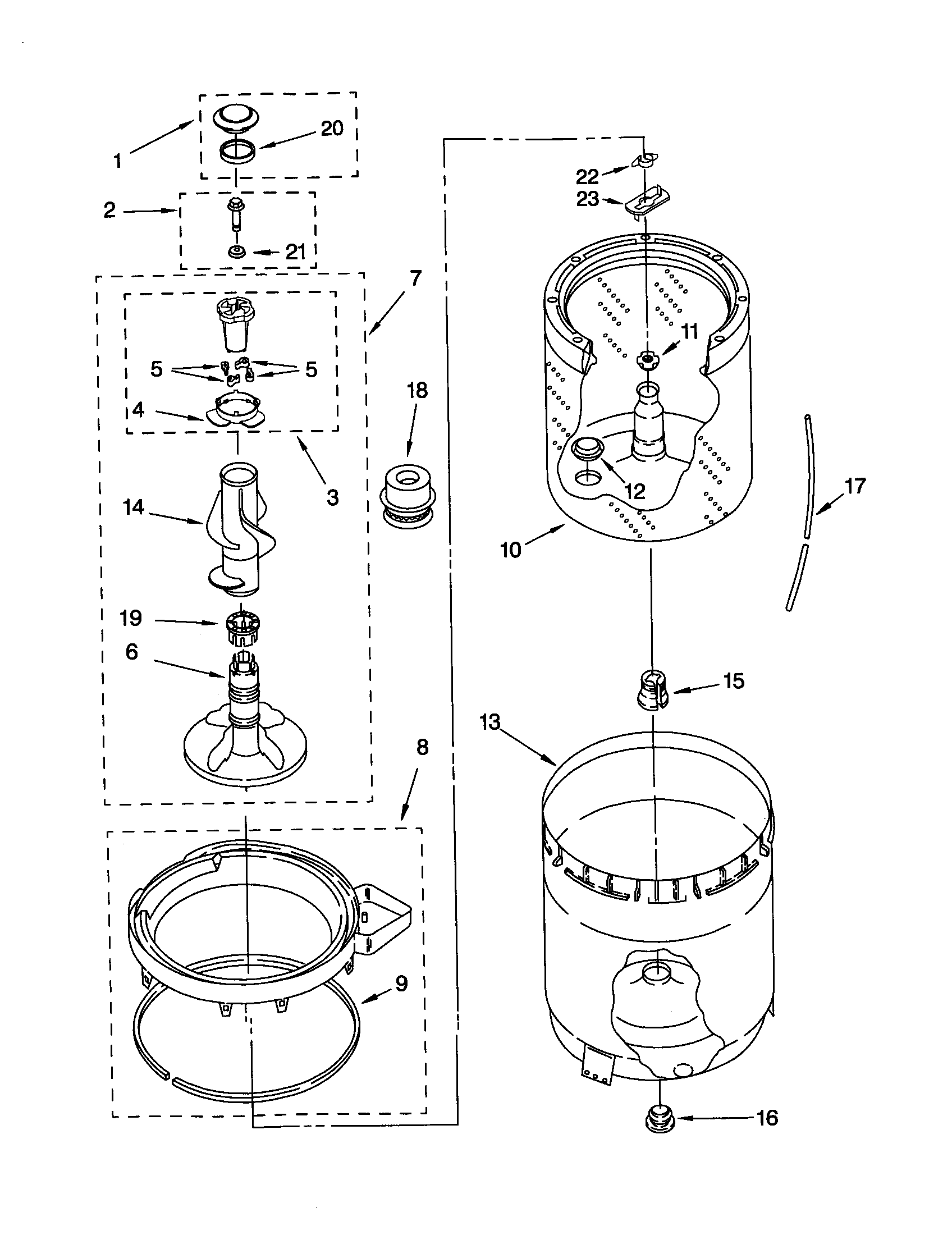 Agitator/basket/tub