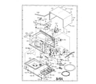 Sharp R-308AW oven and cabinet diagram