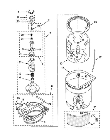 Agitator,basket and tub