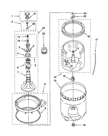 Agitator,basket and tub