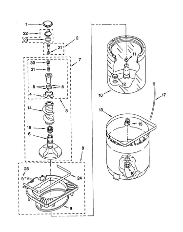 Agitator, basket and tub