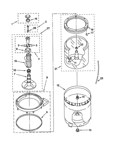 Agitator, basket and tub
