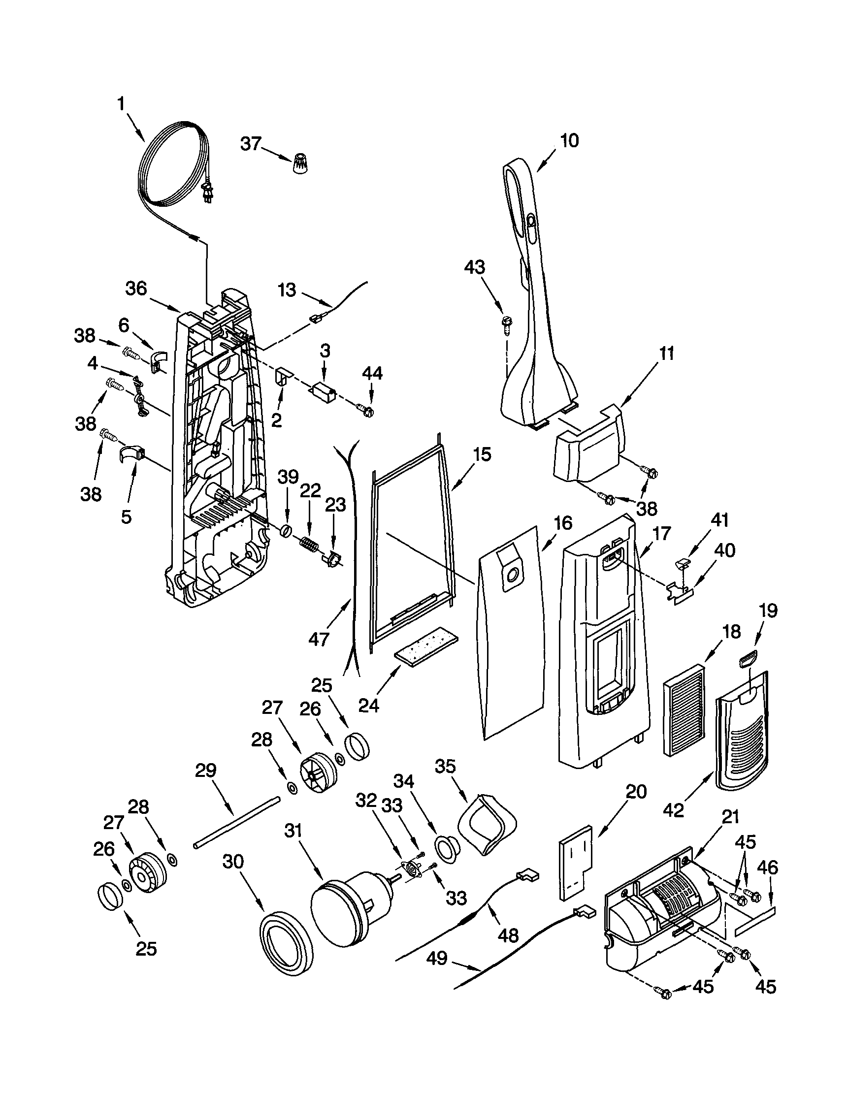 DUST COMPARTMENT AND MOTOR