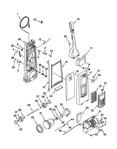 Dust compartment and motor