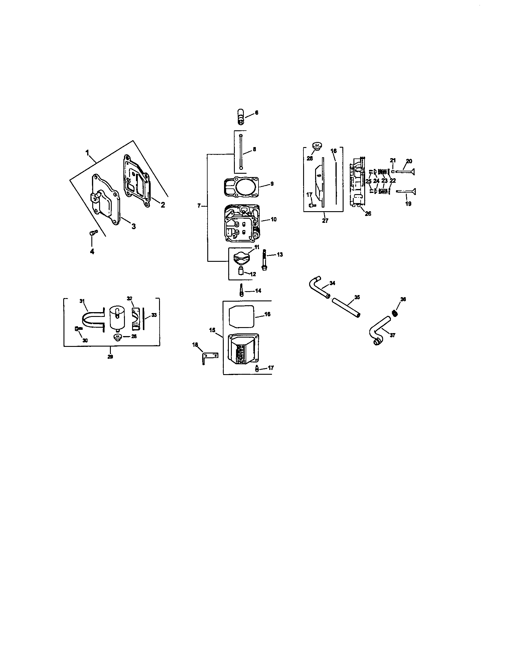 Cylinder head, valve and breather