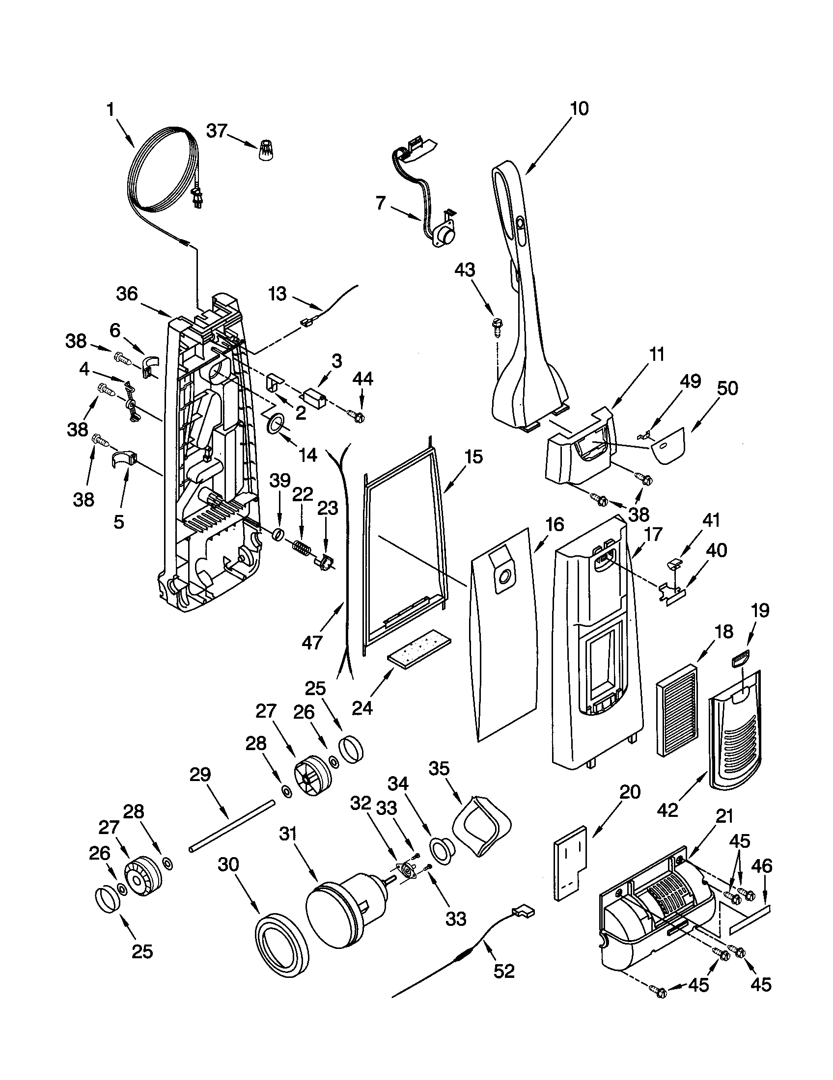 Dust compartment and motor