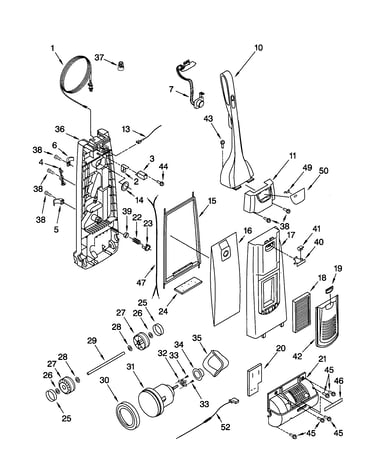 Dust compartment and motor