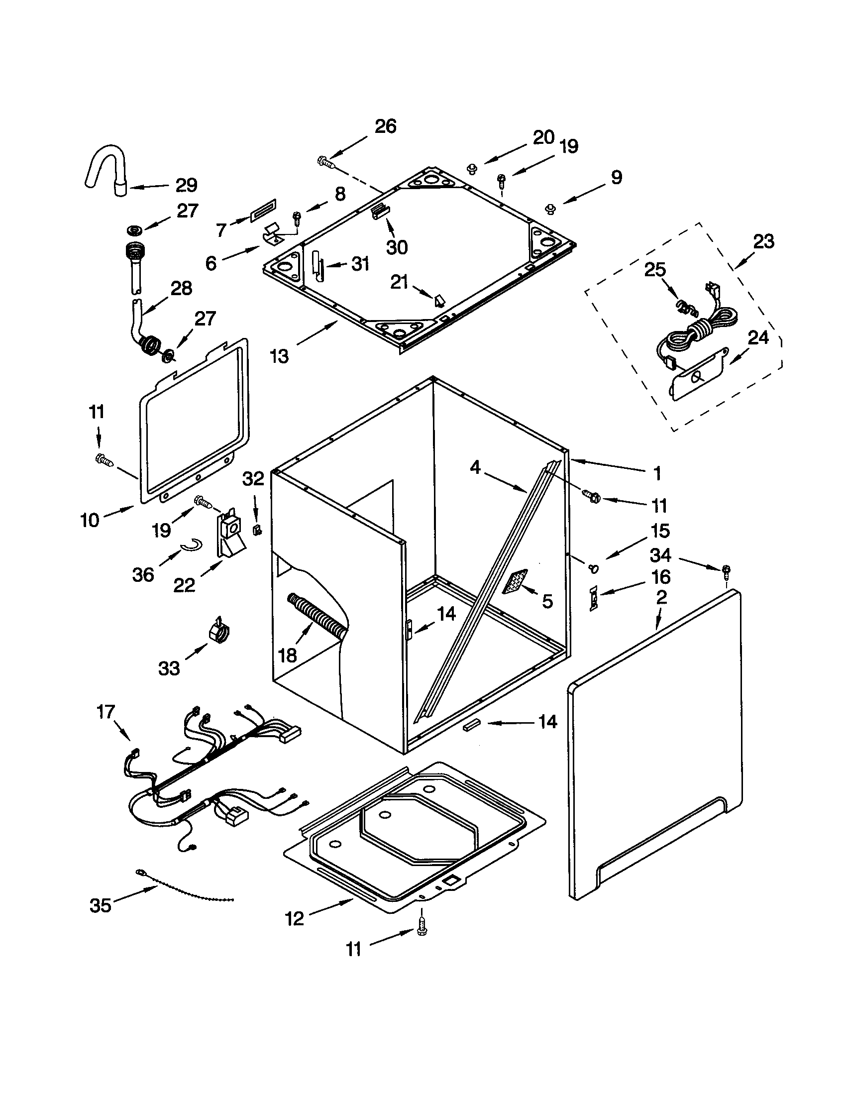 Cabinet and frame