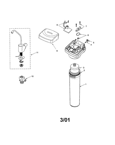 Undersink water filter housing
