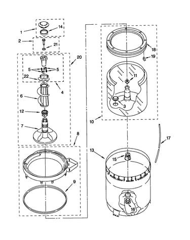 Agitator, basket and tub