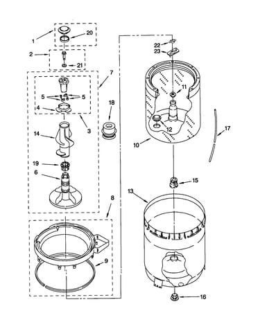 Agitator, basket and tub