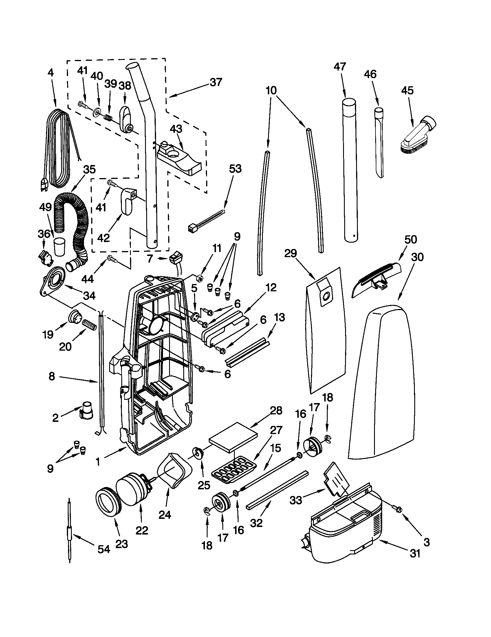 Dust compartment and motor
