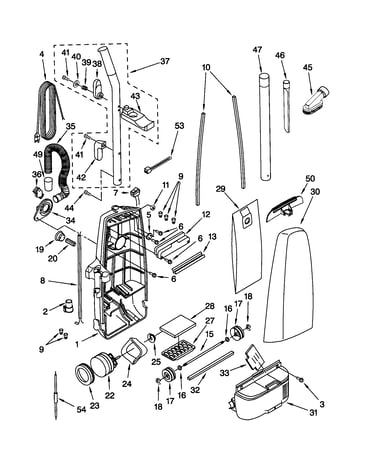 Dust compartment and motor