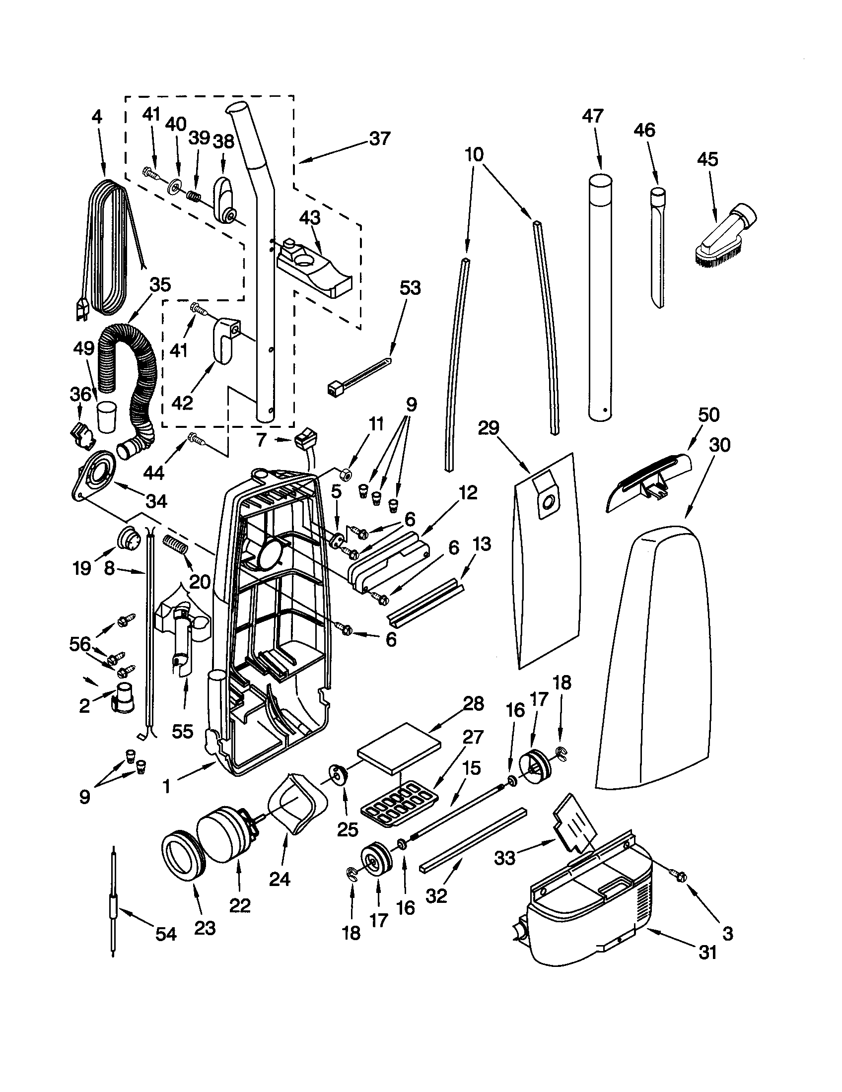 DUST COMPARTMENT AND MOTOR