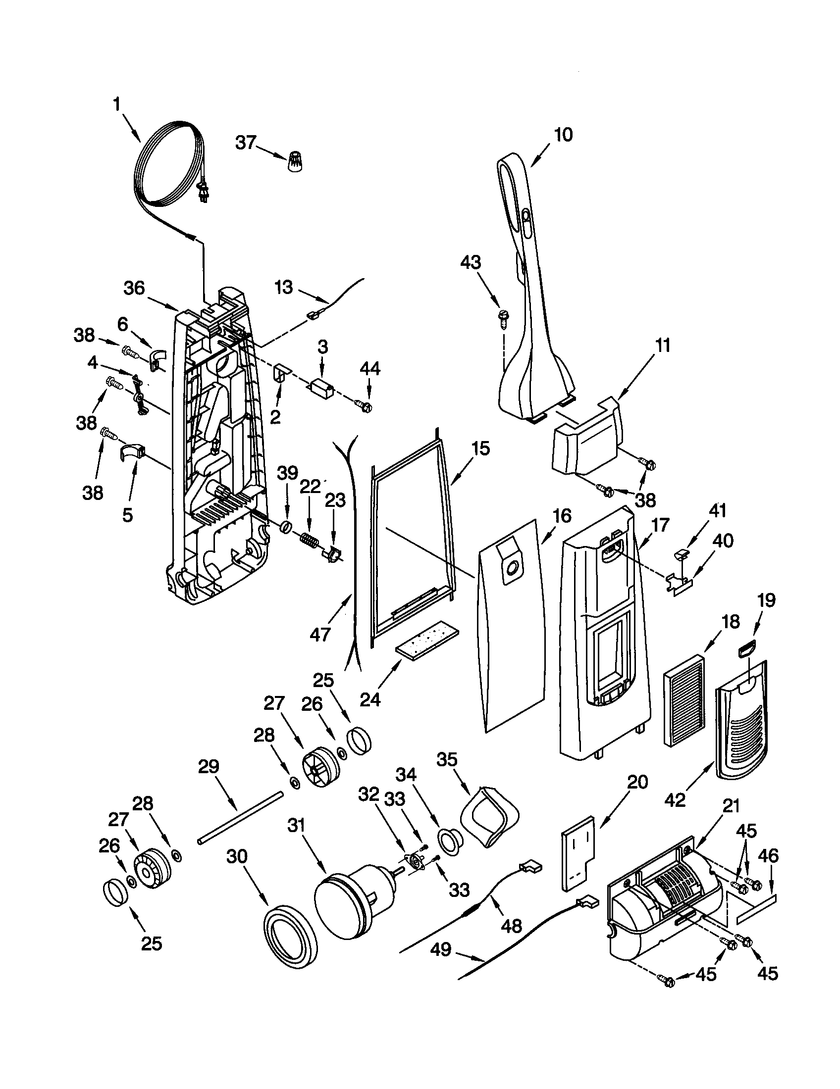 Dust compartment and motor